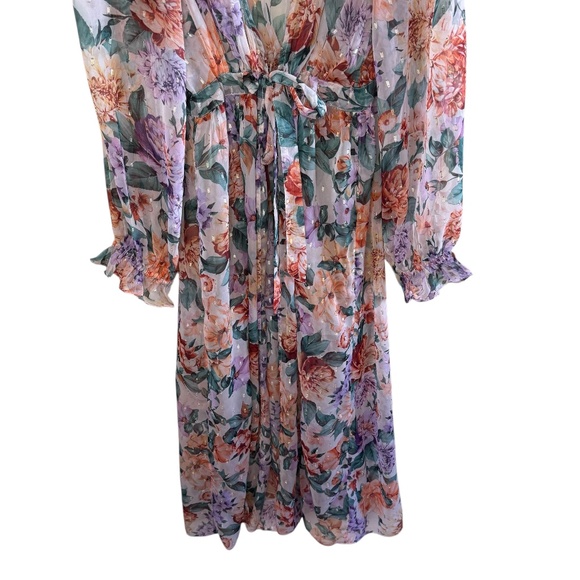 Express Sheer Purple and Orange Floral Duster - Picture 5 of 5